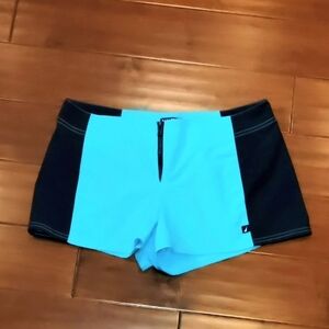 NAUTICA Swim Shorts 90s Y2K Size Med Beach Boat Zipper Navy Blue/Blue